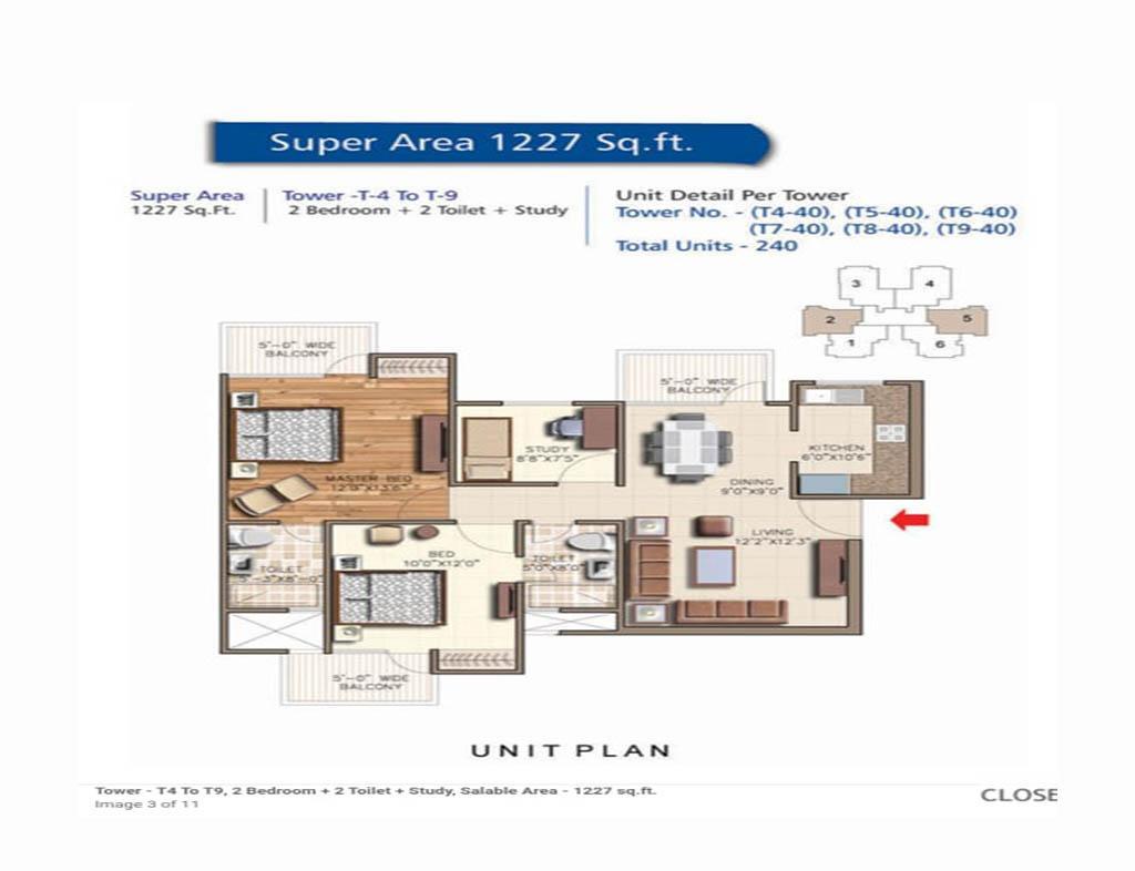 Ace Aqua Casa 2 BHK Floor Plan Size 1227 Sqft