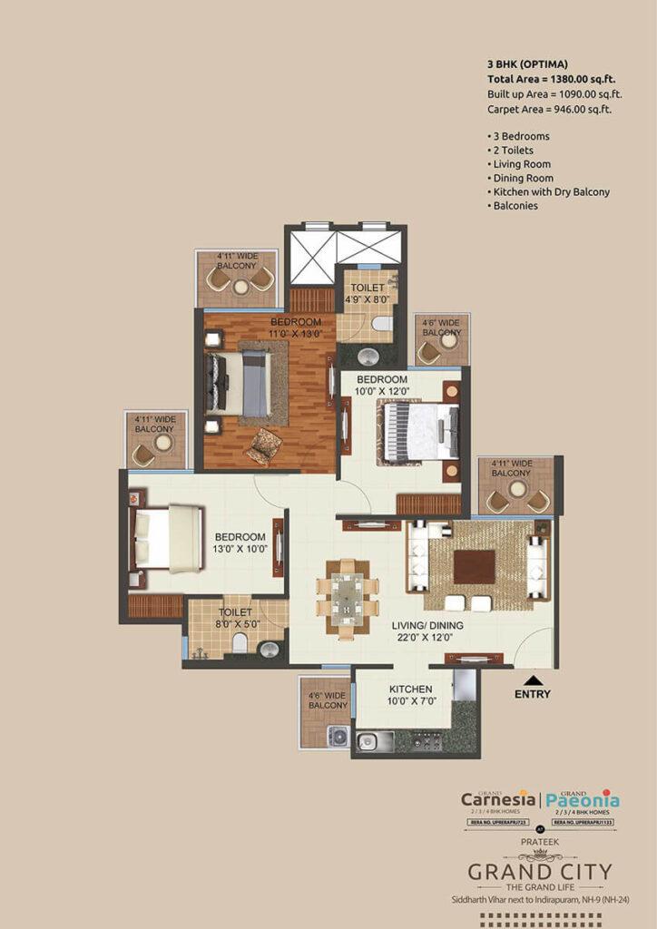 carnesia floor plan 3bhk 1380sqft