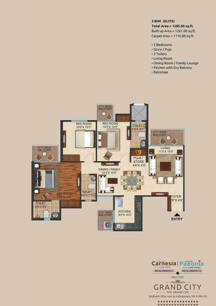 carnesia floor plan 3bhk 1585sqft